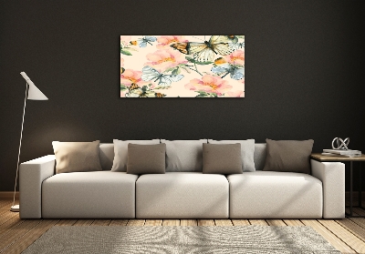 Quadro in vetro Farfalle e fiori