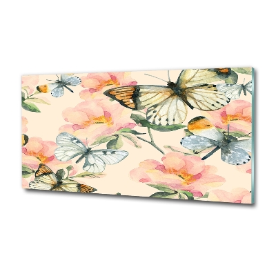 Quadro in vetro Farfalle e fiori