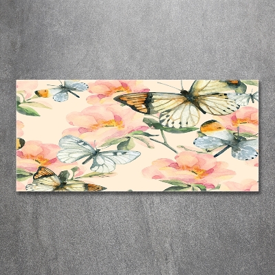 Quadro in vetro Farfalle e fiori