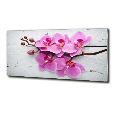 Quadro vetro Orchidea su legno