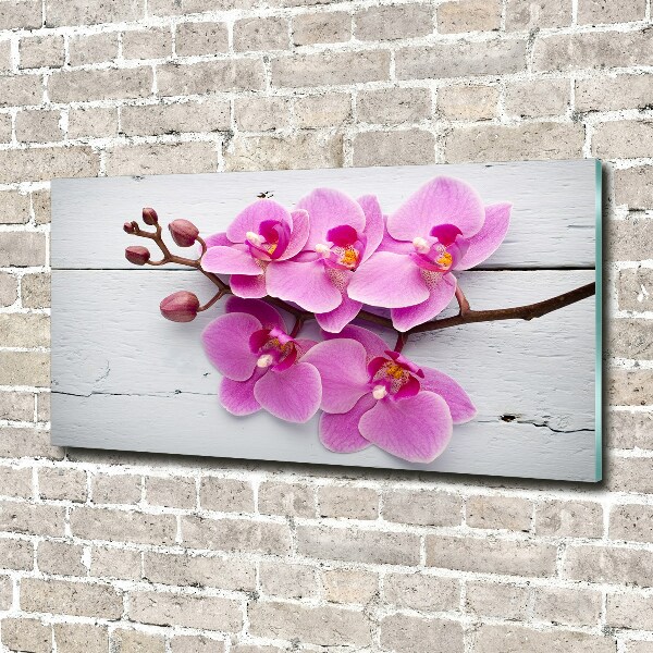 Quadro vetro Orchidea su legno