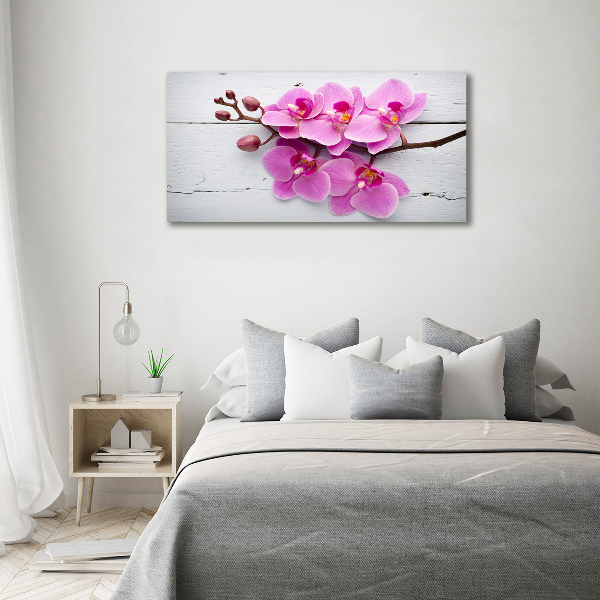 Quadro vetro Orchidea su legno