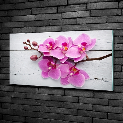 Quadro vetro Orchidea su legno