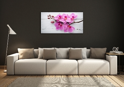 Quadro vetro Orchidea su legno