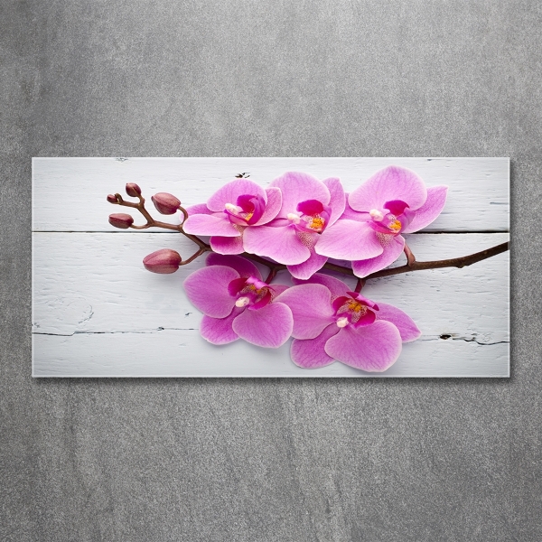 Quadro vetro Orchidea su legno