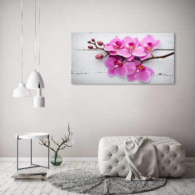 Quadro vetro Orchidea su legno