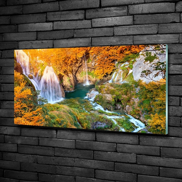 Quadro vetro Cascata in autunno