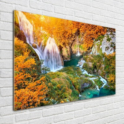 Quadro vetro Cascata in autunno