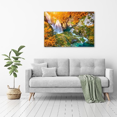 Quadro vetro Cascata in autunno