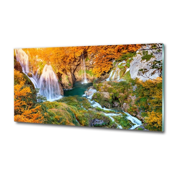 Quadro vetro Cascata in autunno
