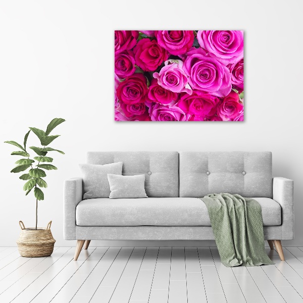 Quadro su vetro Bouquet di rose rosa