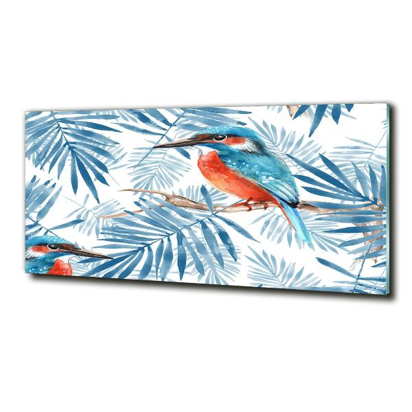 Quadro su vetro Piante e uccelli