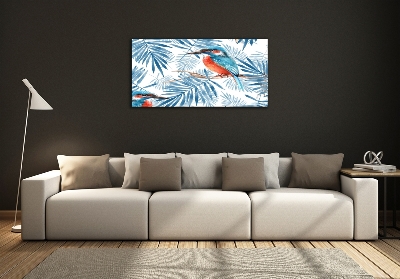 Quadro su vetro Piante e uccelli