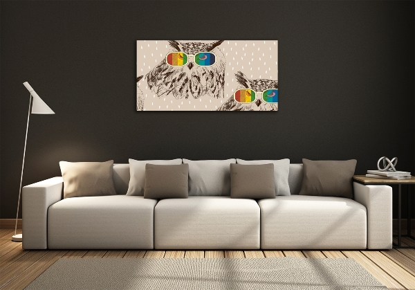 Quadro in verde Gufi con gli occhiali