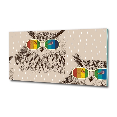 Quadro in verde Gufi con gli occhiali