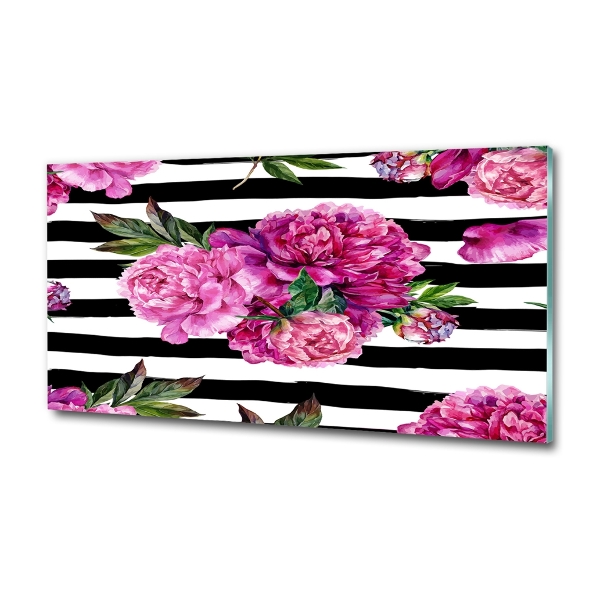 Quadro vetro Peonie rosa