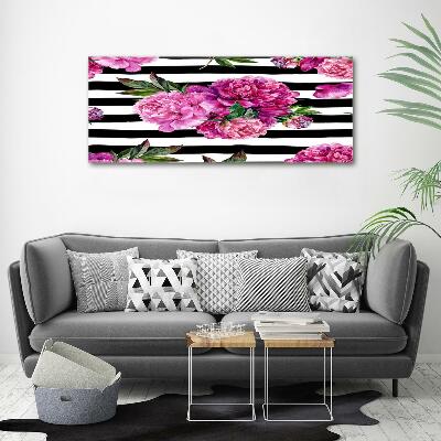 Quadro vetro Peonie rosa