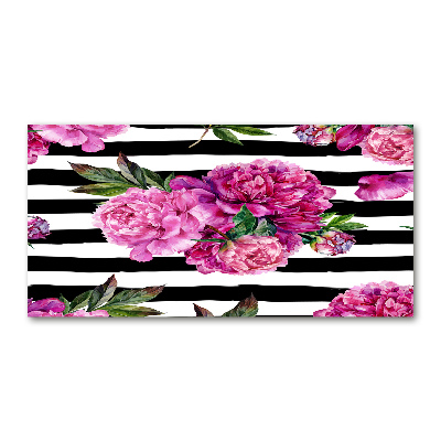 Quadro vetro Peonie rosa
