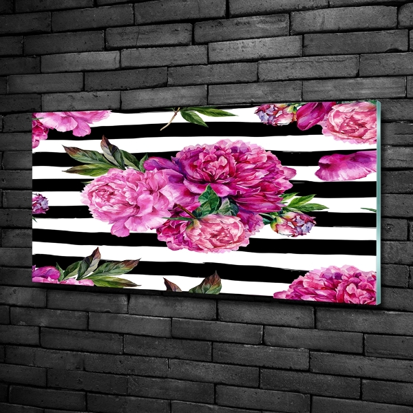 Quadro vetro Peonie rosa