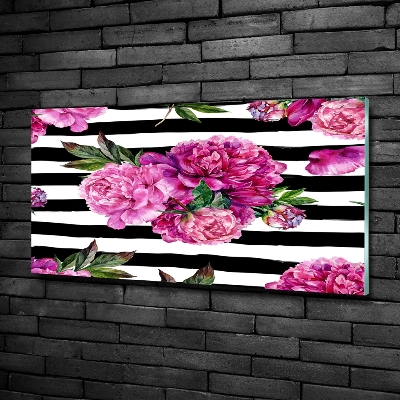 Quadro vetro Peonie rosa
