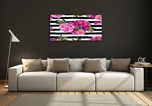 Quadro vetro Peonie rosa