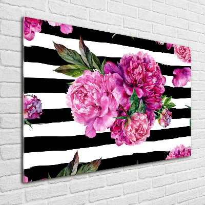 Quadro vetro Peonie rosa