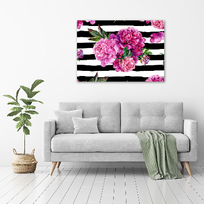 Quadro vetro Peonie rosa