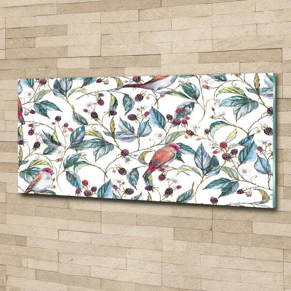 Quadro in verde Mora e uccelli