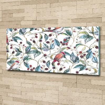 Quadro in verde Mora e uccelli