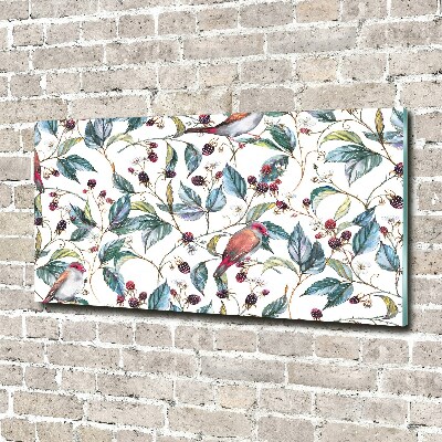 Quadro in verde Mora e uccelli