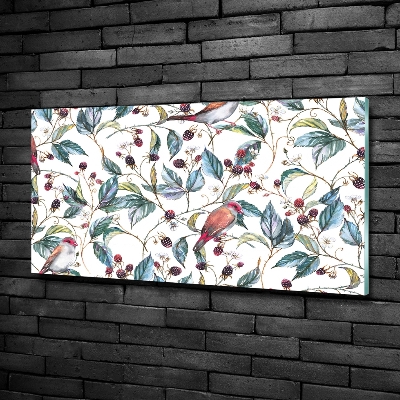 Quadro in verde Mora e uccelli