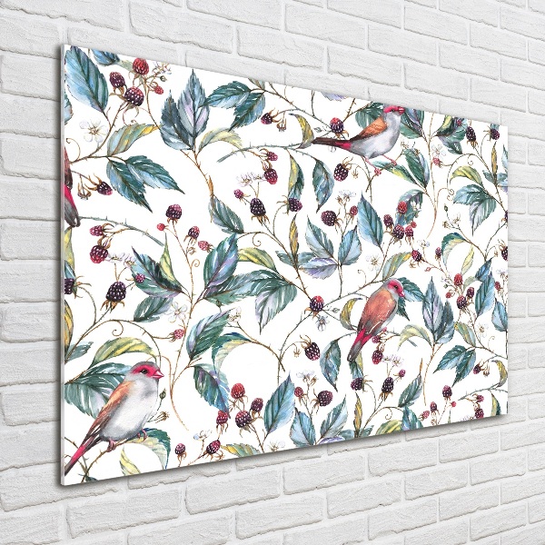 Quadro in verde Mora e uccelli