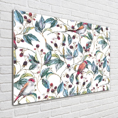 Quadro in verde Mora e uccelli