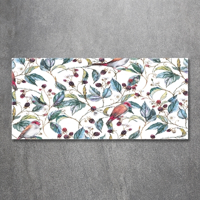 Quadro in verde Mora e uccelli