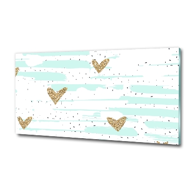 Quadro su vetro Sfondo con cuori d'oro