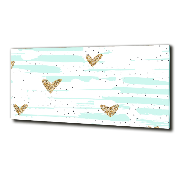 Quadro su vetro Sfondo con cuori d'oro