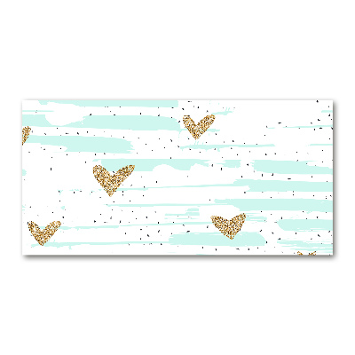 Quadro su vetro Sfondo con cuori d'oro