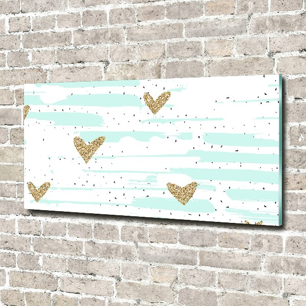 Quadro su vetro Sfondo con cuori d'oro