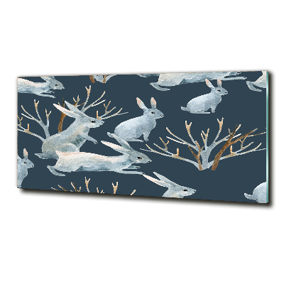 Quadro su vetro Conigli in inverno