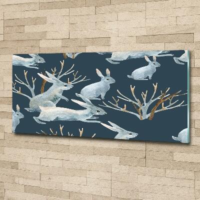 Quadro su vetro Conigli in inverno