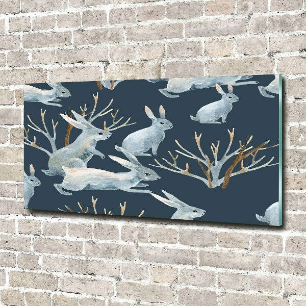 Quadro su vetro Conigli in inverno