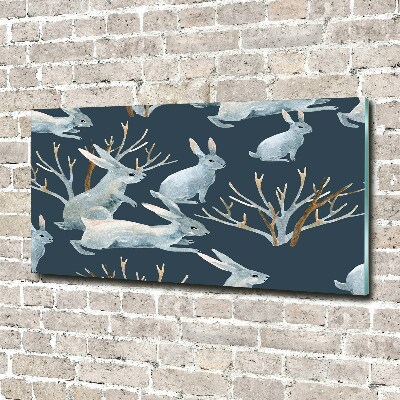 Quadro su vetro Conigli in inverno