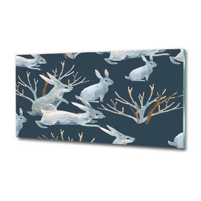 Quadro su vetro Conigli in inverno
