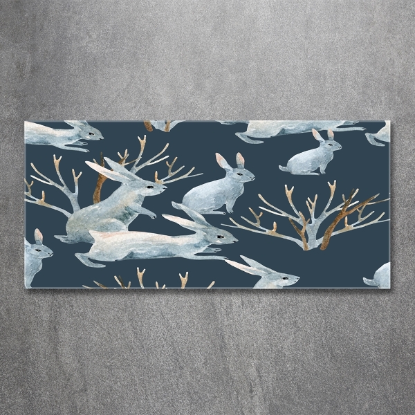 Quadro su vetro Conigli in inverno