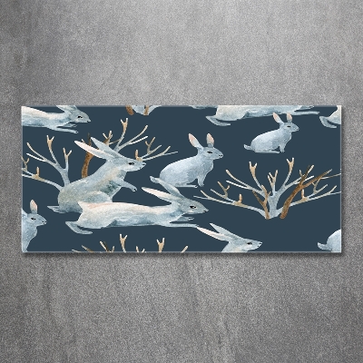 Quadro su vetro Conigli in inverno