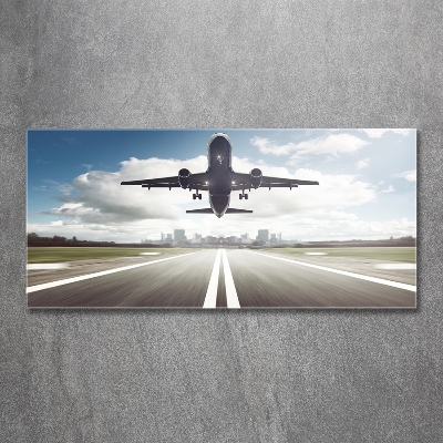Quadro vetro Un aereo in fase di decollo