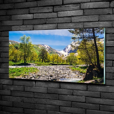 Quadro in vetro Un fiume tra le montagne
