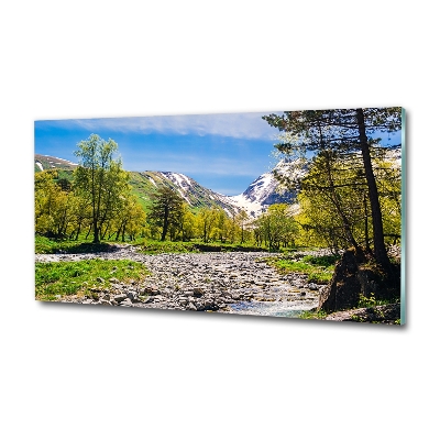Quadro in vetro Un fiume tra le montagne