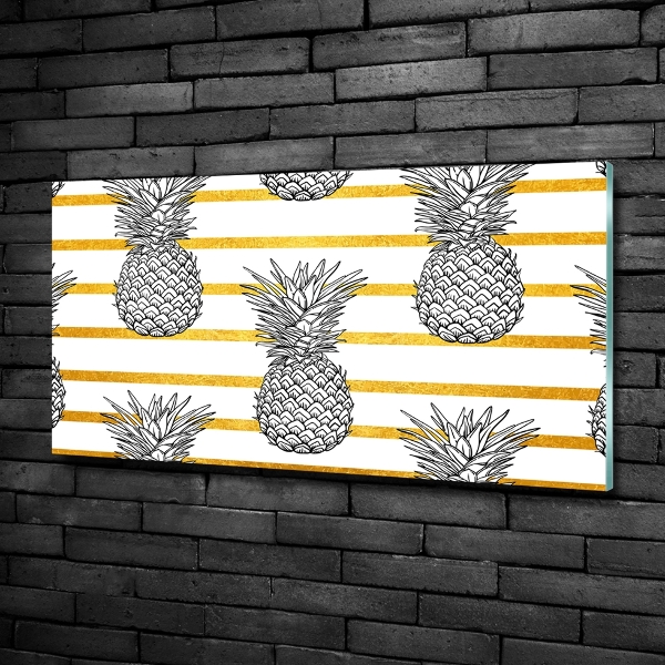Quadro su vetro Strisce di ananas