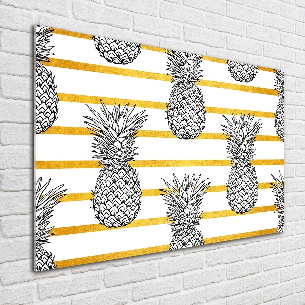 Quadro su vetro Strisce di ananas